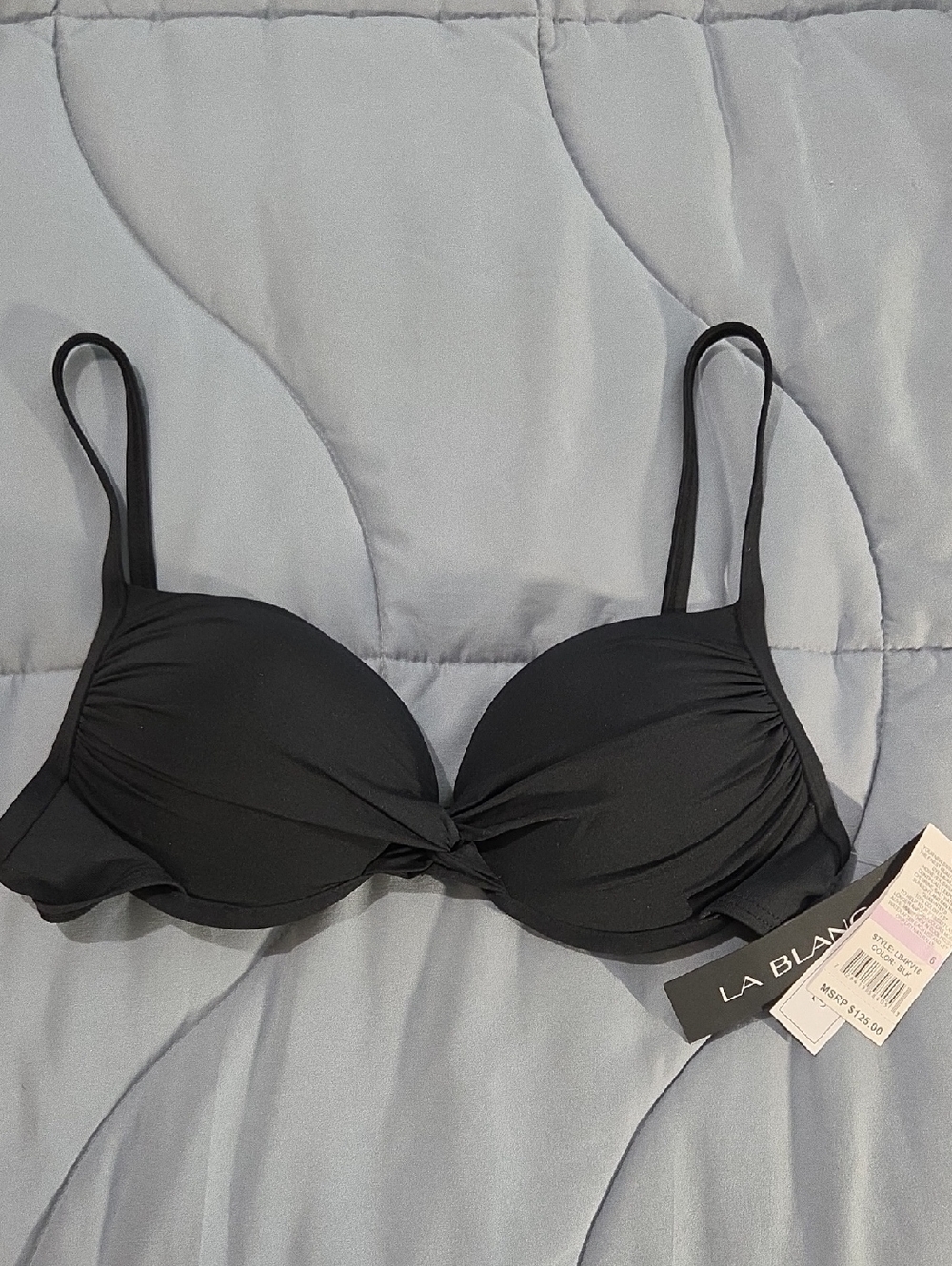 La Blanca Black Twist-Front Bikini Top Size 6